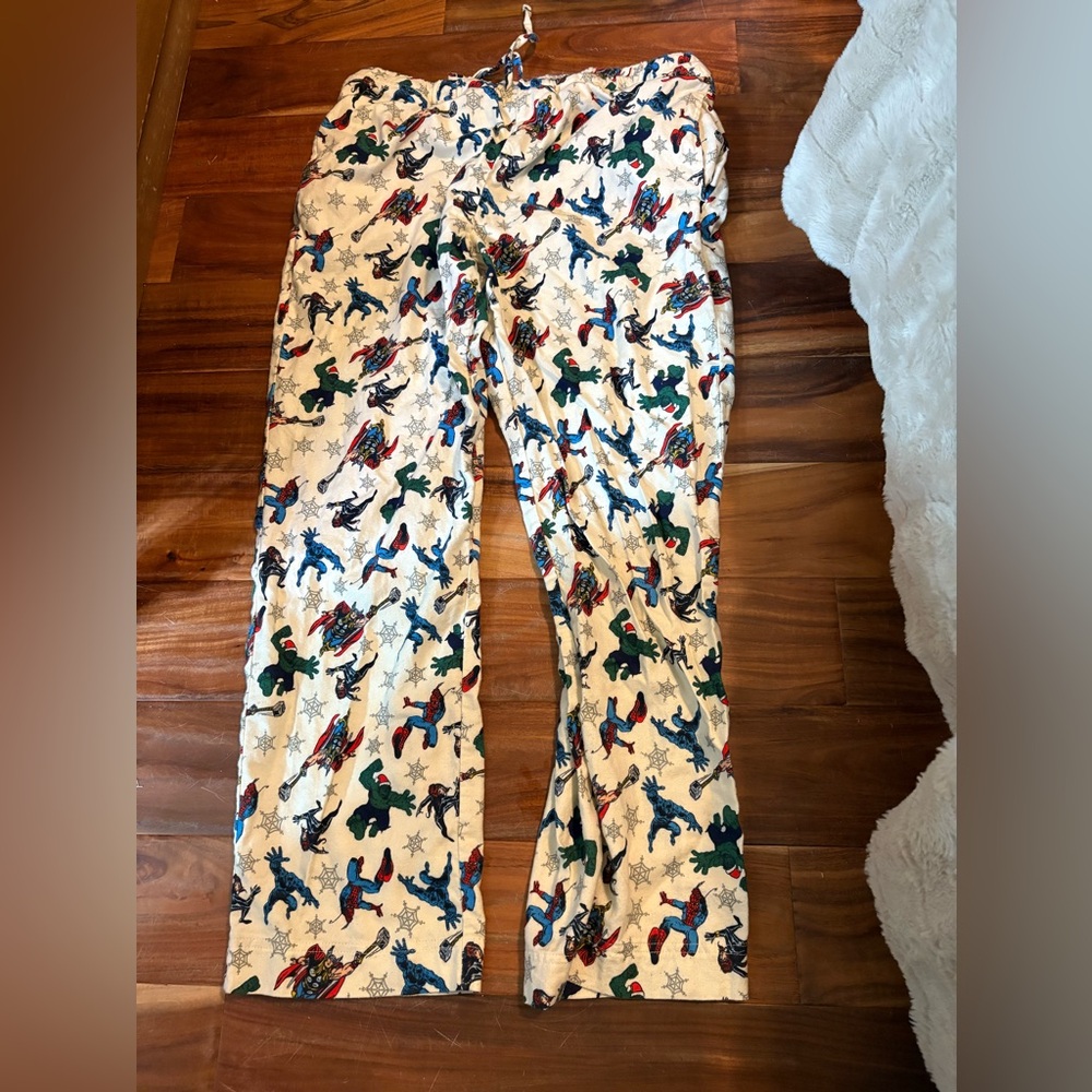 Hannah Anderson Marvel‎ Cream Blue Casual pajama pants snowflake size L (0775)